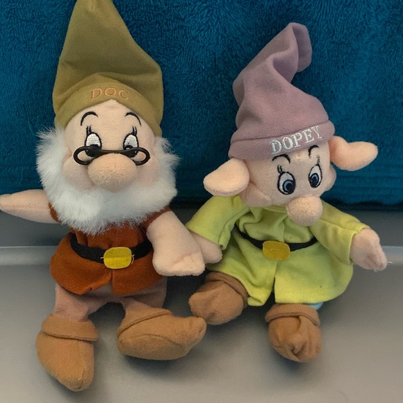 Disney Other - Doc and Dopey Snow White and the 7 dwarfs 7 inch bean bag